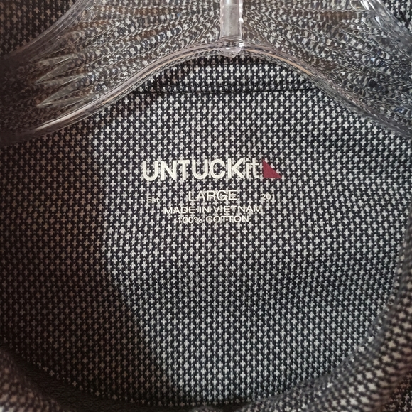 🚫SOLD🚫UNTUCKit Damaschino Diamond Birdseye Long Sleeve Polo Shirt Mens Size - Picture 5 of 13